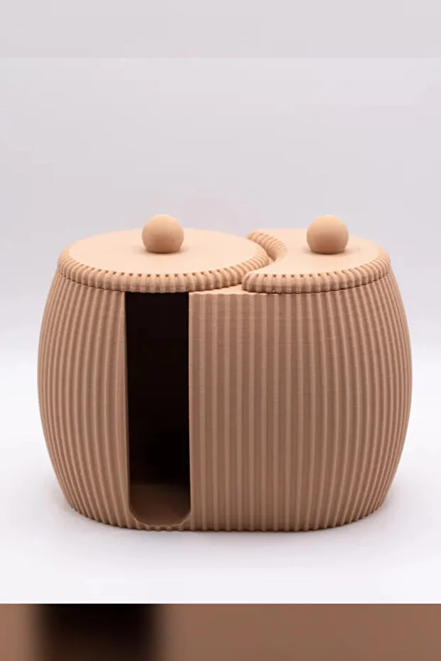 Çift Bölmeli Pamuk & Kulak Çubuğu Düzenleyici | Cotton Pad & Cotton Swab Holder